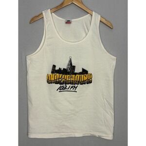 Underground 103.1 FM Tank Mens White Graphic Large Vintage Rock Radio Station